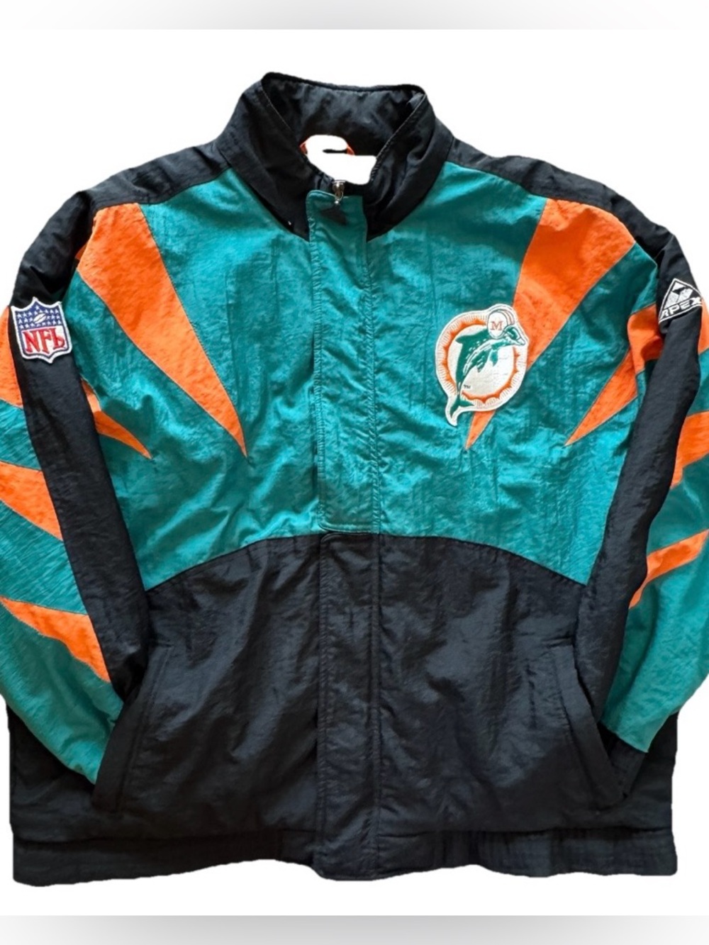 Vintage Miami Dolphins Apex One Sharktooth Jacket XL NFL Pro Line 90s Sideline